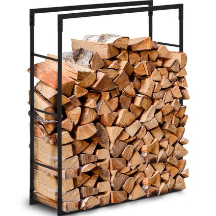 hillvert Abri pour bois de chauffage - 40 kg - 80 x 25 x 100 cm - Acier - noir HI-FWR-006