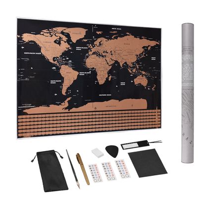 Poster à gratter Carte du monde - Flokoo - 84 x 59,4 cm - Carte du monde à gratter XL