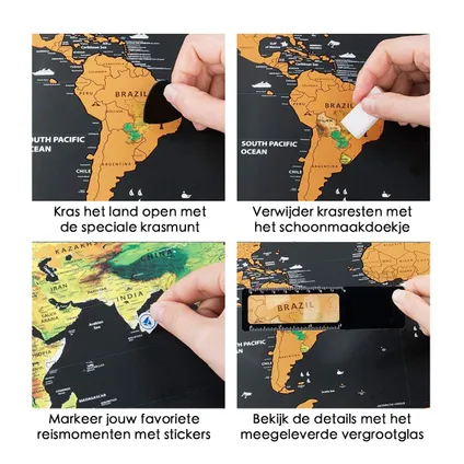 Flokoo Wereldkaart Kras Poster - 84 x 59.4 cm - World Scratch Map XL 5