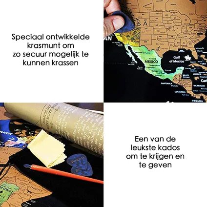 Flokoo - Wereldkaart Kras Poster - 84 x 59.4 cm - World Scratch Map XL 6