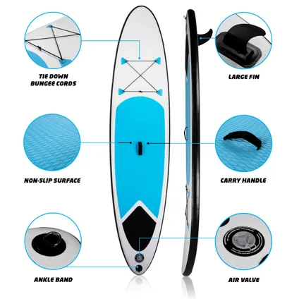 MaxiMondo Planche de Stand Up Paddle Gonflable Bleu/Blanc 4
