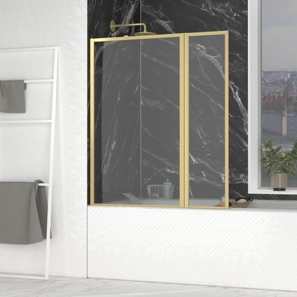 Badwand met Draaibaar Paneel 70+30x130cm - Geborsteld Goudkleurige Afwerking - GOLDEN EDGE