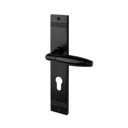 Poignée de porte sur plaque - Nima® Noir - Profil trou cylindrique 72mm - Noir mat 2