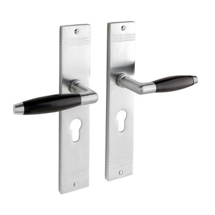 Poignée de porte sur plaque - Nima® Elegance - Profil trou cylindrique 55mm - Nickel mat