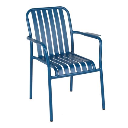 Chaise de terrasse avec accoudoirs en aluminium Oviala Faro bleu foncé