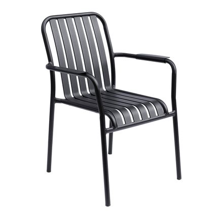 Oviala Zwarte aluminium terrasstoel met armleuningen