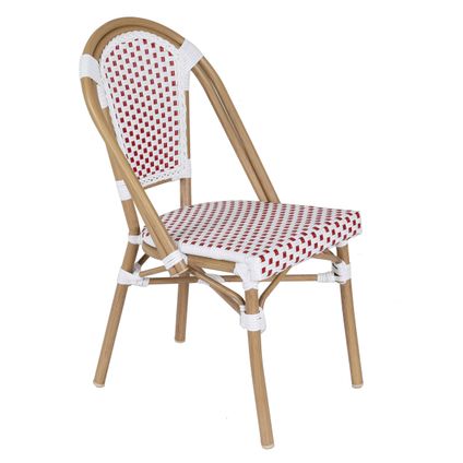 Chaise de terrasse en aluminium et rotin synthétique Oviala Belleville rouge
