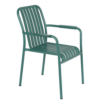 Chaise de terrasse avec accoudoirs en aluminium Oviala Faro vert foncé