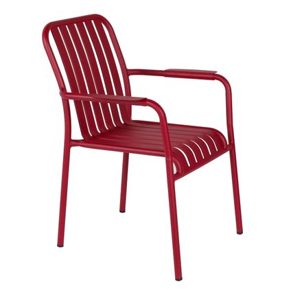 Chaise de terrasse avec accoudoirs en aluminium Oviala Faro rouge