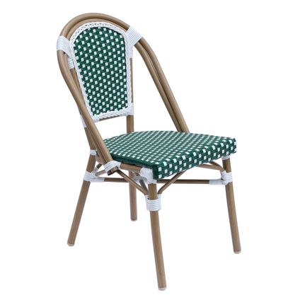 Chaise de terrasse en aluminium et rotin synthétique Oviala Belleville vert foncé