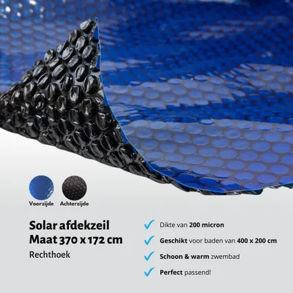 WAYS D'luxe - Solarzeil voor zwembad 400 x 200 cm - Zwart/Blauw - Rechthoek - 200 micron 4