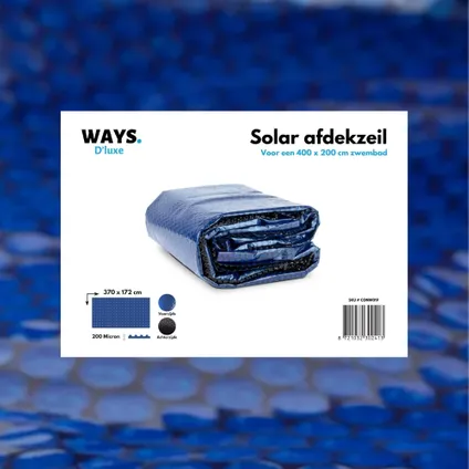 WAYS D'luxe - Solarzeil voor zwembad 400 x 200 cm - Zwart/Blauw - Rechthoek - 200 micron 8