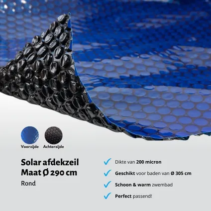 WAYS D'luxe - Solarzeil voor zwembad ø305 cm - Zwart/Blauw - Rond - 200 micron 4