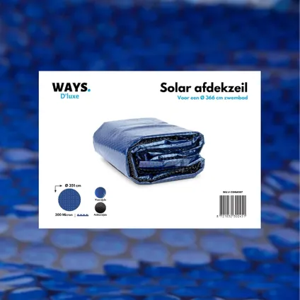 WAYS D'luxe - Solarzeil voor zwembad ø366 cm - Zwart/Blauw - Rond - 200 micron 8