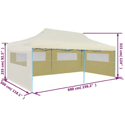 The Living Store - Métal - Tente de réception pliable crème 3 x 6 m - TLS41582 9