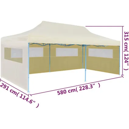 The Living Store - Métal - Tente de réception pliable crème 3 x 6 m - TLS41582 10