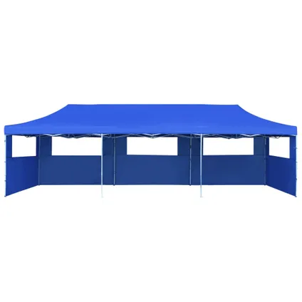 The Living Store - Tissu - Tente de réception pliable avec 5 parois 3x9 m Bleu - TLS44978 2