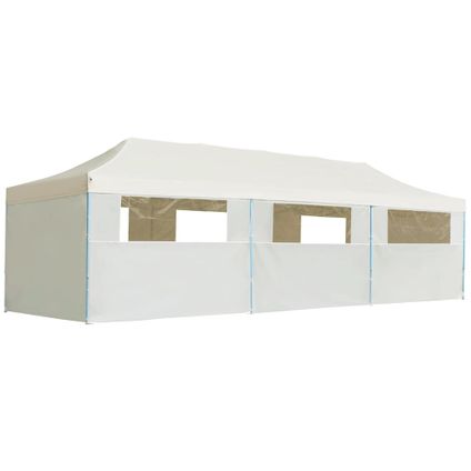 The Living Store - Tissu - Tente de réception pliable avec 8 parois 3x9 m Blanc - TLS44976
