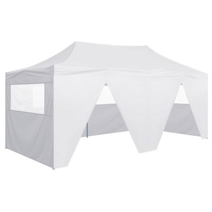 vidaXL - Tissu - Tente de réception pliable avec 4 parois 3x6 m Acier Blanc