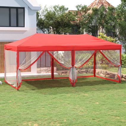 The Living Store - Tissu - Tente de réception pliable avec parois Rouge 3x6 m - TLS93555
