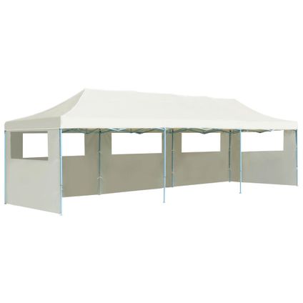 The Living Store - Tissu - Tente de réception pliable avec 5 parois 3x9 m Blanc - TLS44975
