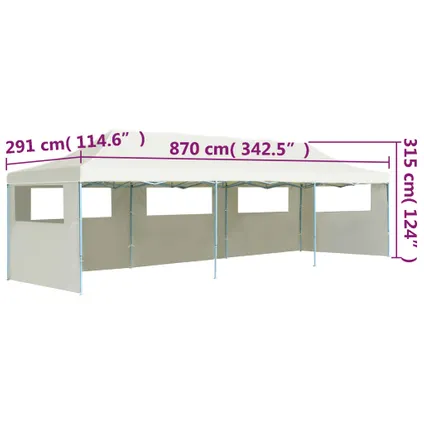 The Living Store - Tissu - Tente de réception pliable avec 5 parois 3x9 m Blanc - TLS44975 10