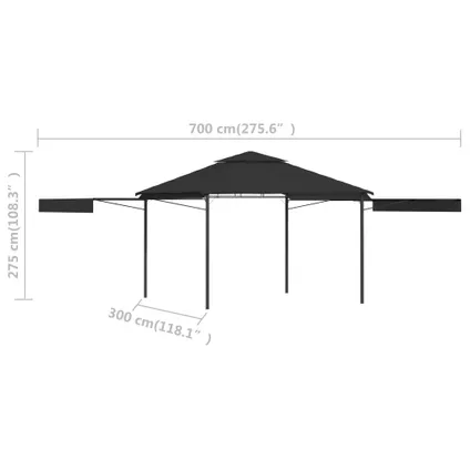 vidaXL - Polyester - Prieel met uitschuifbare daken 180 g/m² 3x3x2,75 - TLS48004 10