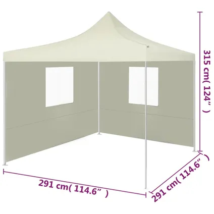 The Living Store - Tissu - Tente pliable avec 2 parois 3 x 3 m Crème - TLS44960 9