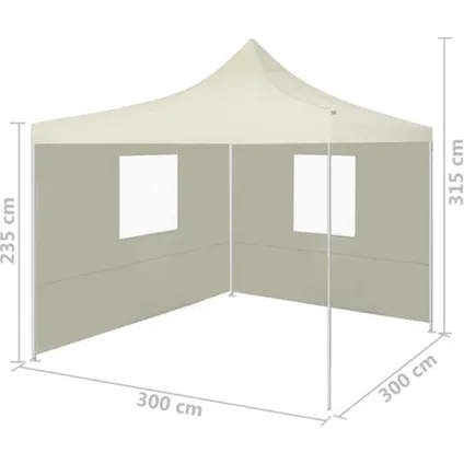 The Living Store - Tissu - Tente pliable avec 2 parois 3 x 3 m Crème - TLS44960 10