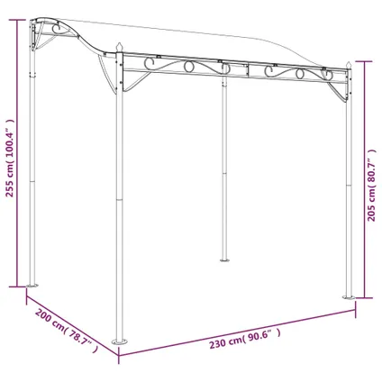 vidaXL - Stof - Luifel 2x2,3 m 180 g/m² stof en staal crèmekleurig - TLS362391 8
