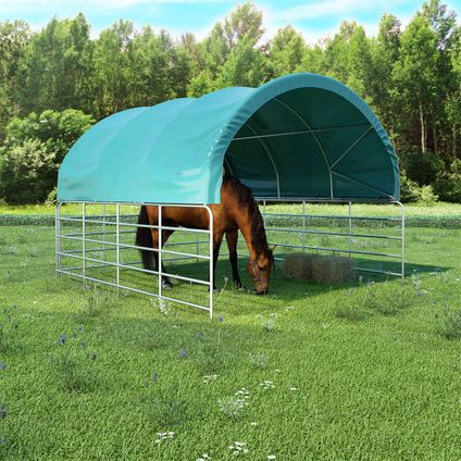The Living Store - Tissu - Tente pour bétail PVC 3,7x3,7 m Vert - TLS305643
