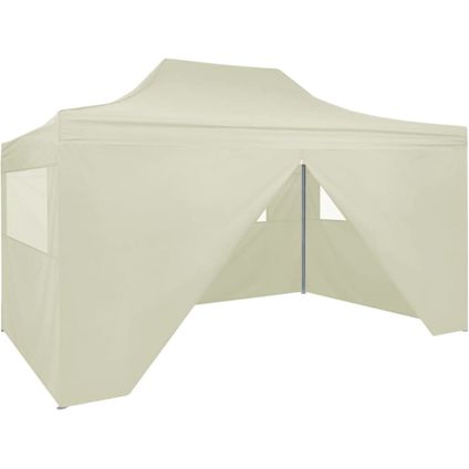 The Living Store - Tissu - Tente de réception pliable avec 4 parois 3x4 m Acier - Crème