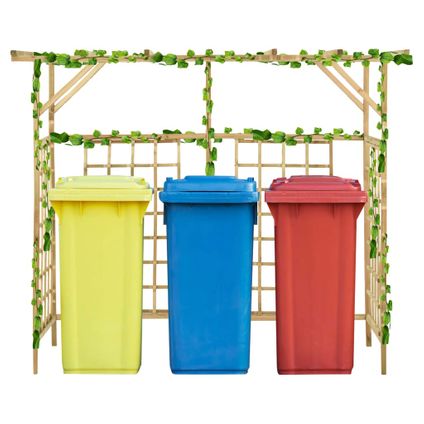 The Living Store - Bois - Pergola de jardin pour poubelles triples Bois de pin - TLS316064