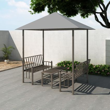 The Living Store - Acier - Chapiteau de jardin avec table et bancs 2,5x1,5x2,4m - TLS44755