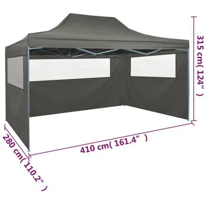 The Living Store - Tissu - Tente de réception pliable avec 3 parois 3x4 m Acier - TLS48896 9