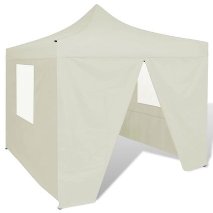 The Living Store - Tissu - Tente pliable avec 4 parois Crème 3 x 3 m - TLS41464