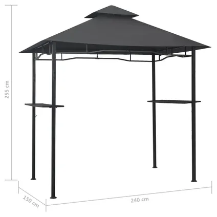 vidaXL - Staal - Barbecue paviljoen 240x150x255 cm staal antraciet - TLS48602 7