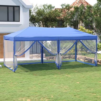 The Living Store - Tissu - Tente de réception pliable avec parois Bleu 3x6 m - TLS93549