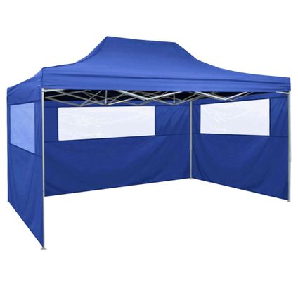 The Living Store - Tissu - Tente de réception pliable avec 3 parois 3x4 m Acier - Bleu