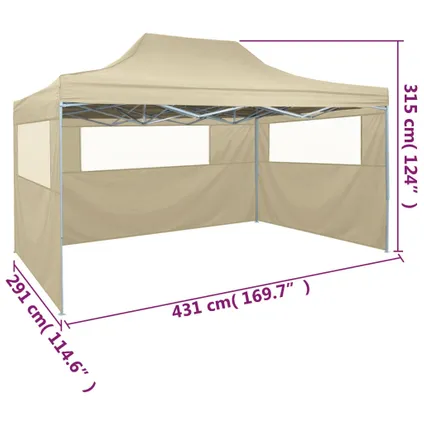 The Living Store - Tissu - Tente pliable avec 3 parois 3 x 4,5 m Crème - TLS44972 9