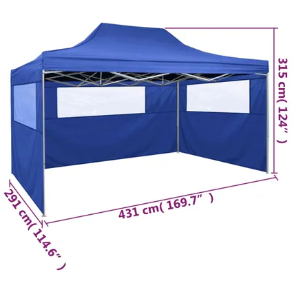 The Living Store - Tissu - Tente pliable avec 3 parois 3 x 4,5 m Bleu - TLS44971 9