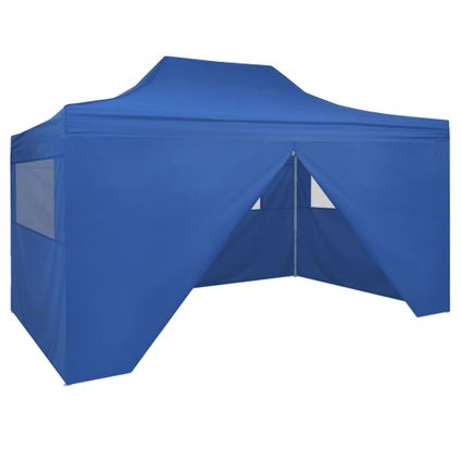 The Living Store - Tissu - Tente pliable avec 4 parois latérales 3 x 4,5 m Bleu - TLS42512