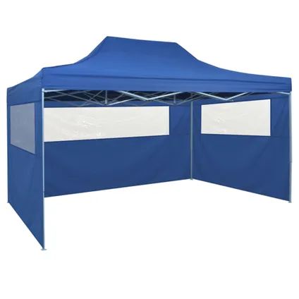 The Living Store - Tissu - Tente pliable avec 4 parois latérales 3 x 4,5 m Bleu - TLS42512 2