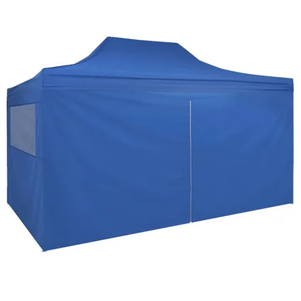 The Living Store - Tissu - Tente pliable avec 4 parois latérales 3 x 4,5 m Bleu - TLS42512 4
