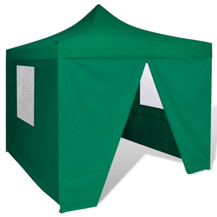 The Living Store - Tissu - Tente pliable verte 3 x 3 m avec 4 parois - TLS41468