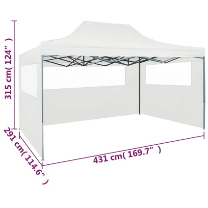 The Living Store - Tissu - Tente pliable de réception avec 3 parois 3 x 4,5 m - TLS48871 9