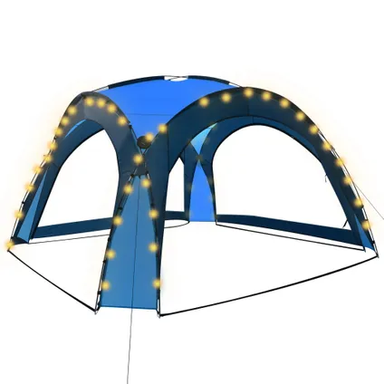 vidaXL - Stof - Partytent met LED en 4 zijwanden 3,6x3,6x2,3 m blauw - TLS92236 2