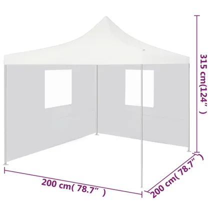 The Living Store - Tissu - Tente de réception pliable avec 2 parois 2x2 m Acier - TLS48887 9