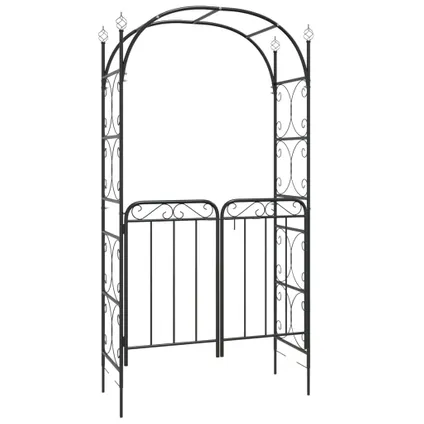 The Living Store - Acier - Arche de jardin avec portail noir 108x45x235 cm - TLS319352 2