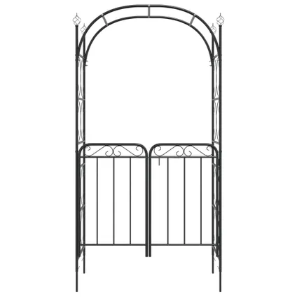 The Living Store - Acier - Arche de jardin avec portail noir 108x45x235 cm - TLS319352 3